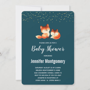 2 süße kleine rote Füchse Baby Shower Einladung