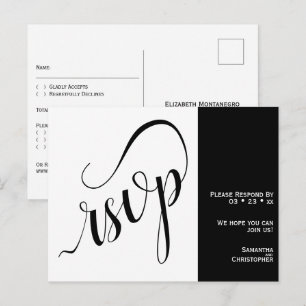 2-teilige minimalistische schwarze und weiße Hochz Postkarte