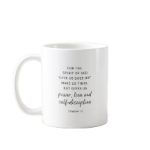 2. Timotheus 1:7 Bibelvers Tasse