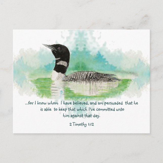 2 Timothy 1:12 Christliche Ermutigungsschrift Postkarte (Vorderseite)