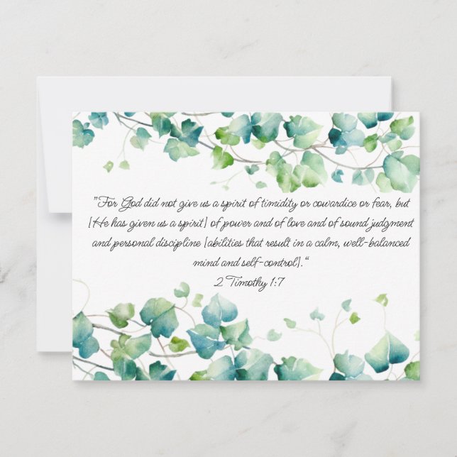2 Timothy 1:7 Englische birmanische Ivy White Note Mitteilungskarte (Vorderseite)