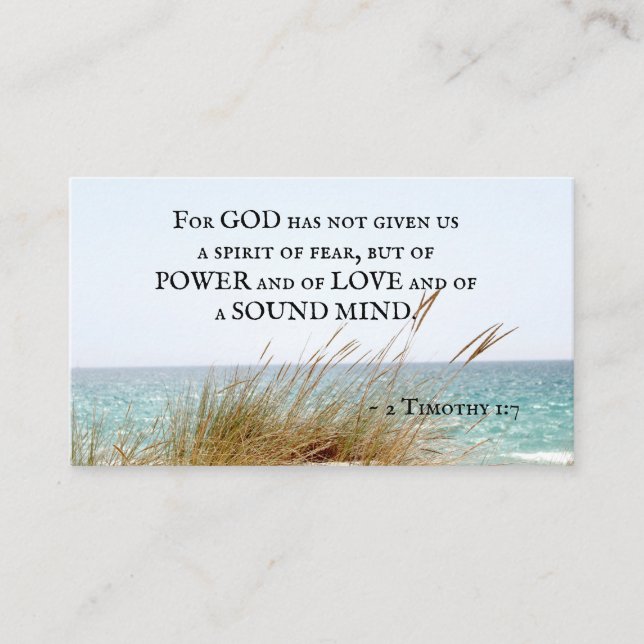2 Timothy 1:7 Gott hat keinen Geist der Angst gege Visitenkarte (Vorderseite)