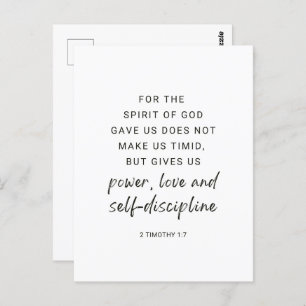 2 Timothy 1:7 Power, Liebe und Selbstdisziplin Postkarte