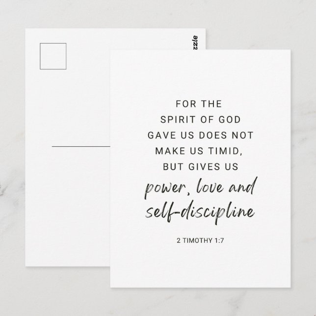 2 Timothy 1:7 Power, Liebe und Selbstdisziplin Postkarte (Vorne/Hinten)