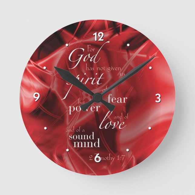2 Timothy 1:7 Runde Wanduhr (Vorderseite)