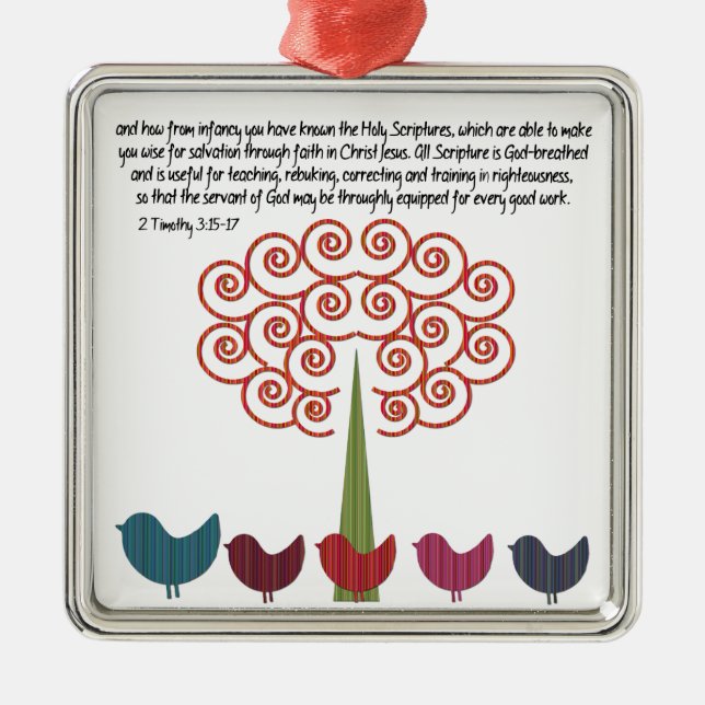 2 Timothy-3:15 - Verzierung des Weihnachten17 Silbernes Ornament (Vorne)
