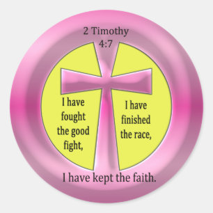 2 Timothy 4:7 Kreuz Runder Aufkleber
