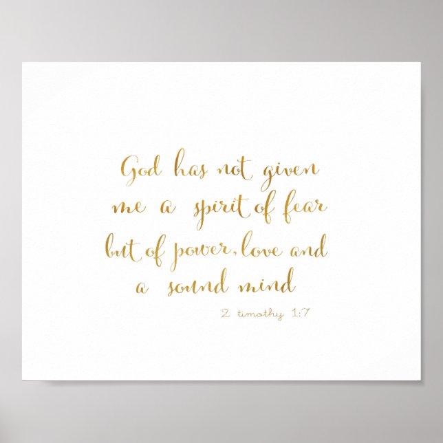2 Timothy Bible verse - Liebe - Glaube - Goldbrief Poster (Vorne)