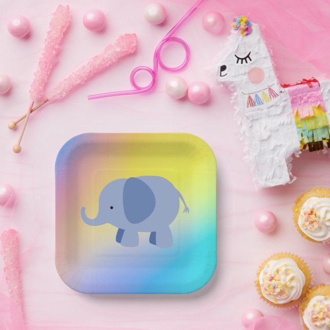 2 Tone Blue Elephant Paper Teller (Party)