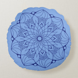 2 Tone Blue Mandala Rundwurfpilz für Sofa Rundes Kissen