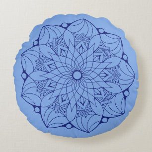 2 Tone Blue Mandala Rundwurfpilz für Sofa Rundes Kissen