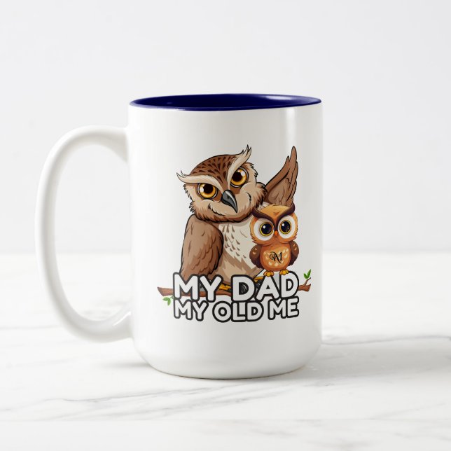 2-Tone Mug 15oz : Mon père Mon vieux moi (marine) (Gauche)