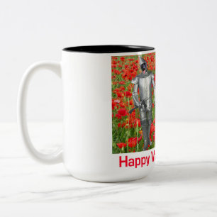2 Töne Tasse. Glücklicher Valentinstag. Schwarz. Zweifarbige Tasse