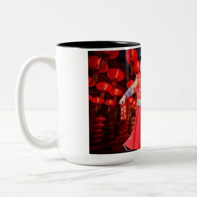 2 Töne Tasse. Happy Chinese New Year/ pand Zweifarbige Tasse (Links)