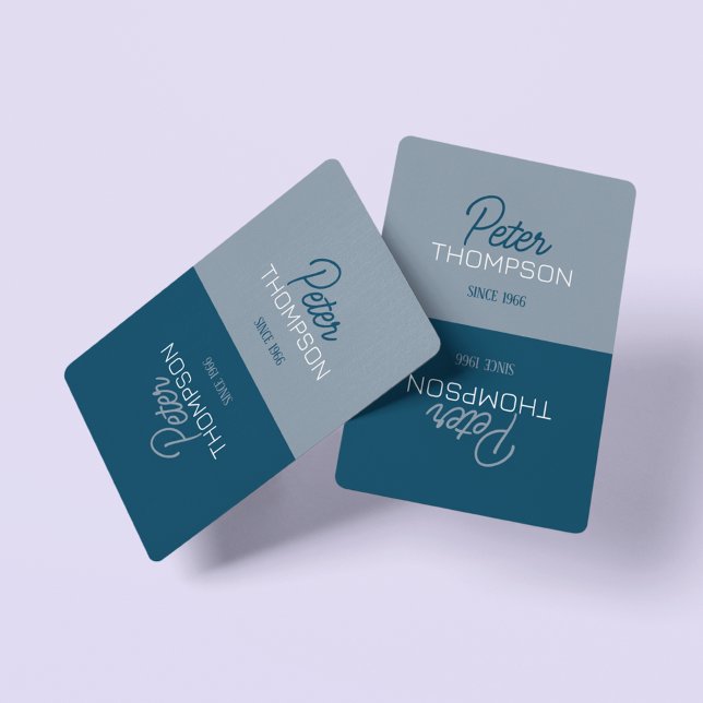 2-Tönige blaue Spielkarten mit Namenskarte (modern two-tone blue custom cards)