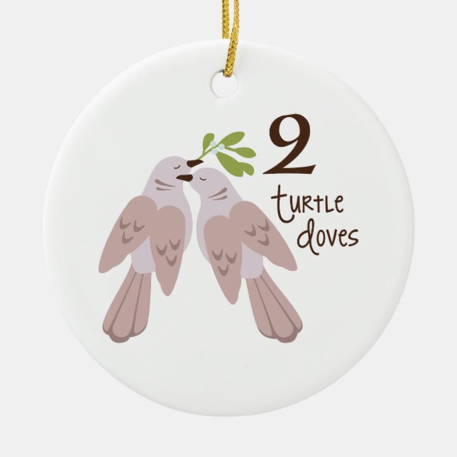 2 Turtle Dove Keramik Ornament (Vorne)