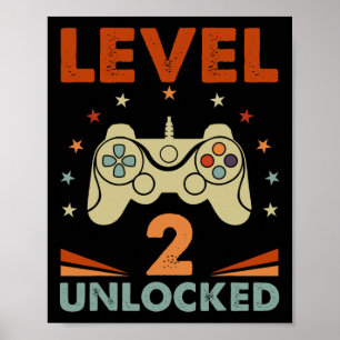 2 Unverriegelter Video-Gamer 2. Geburtstag 2 Jahre Poster