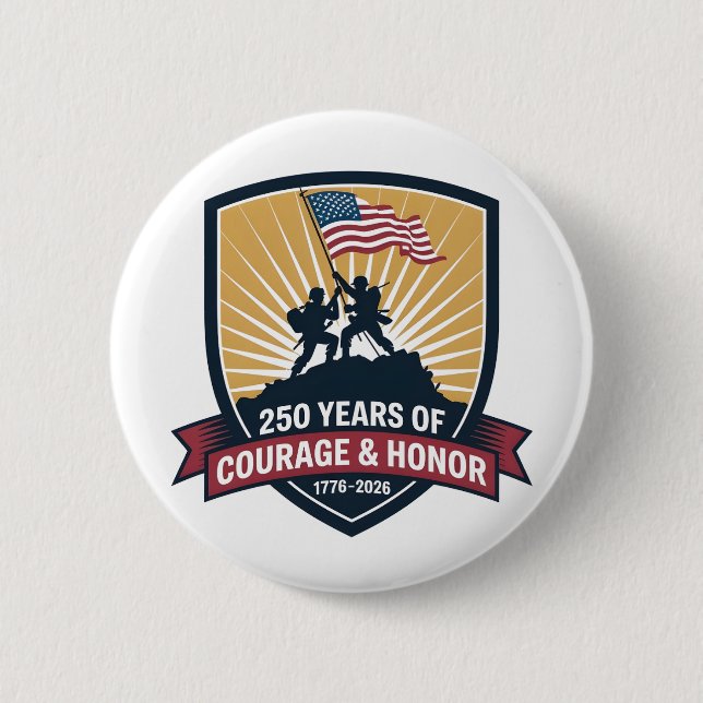 2 USA 250th Anniversary Courage Honor Patriotic Button (Vorderseite)