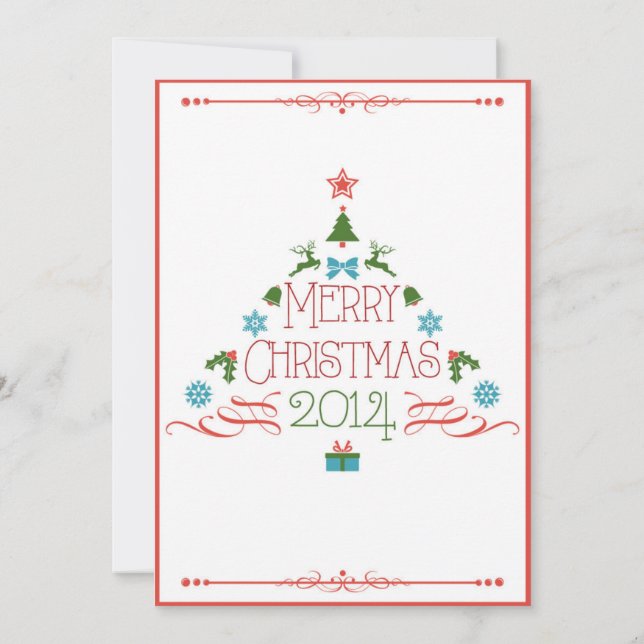2 versah Weihnachtsbaum-Einladung mit Seiten Einladung (Rückseite)
