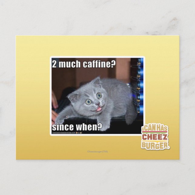 2 viel Caffine? Postkarte (Vorderseite)