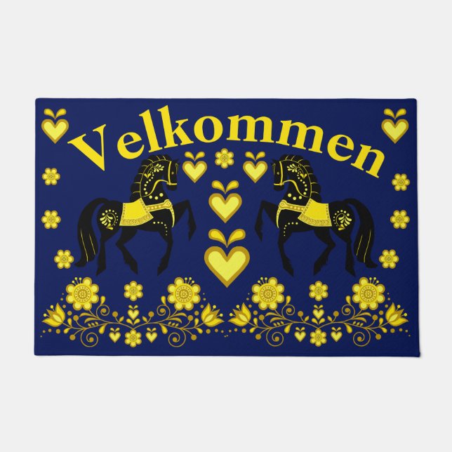2 Volksfriesisches rind, Gold/Marine Velkommen, Fußmatte (Vorderseite)