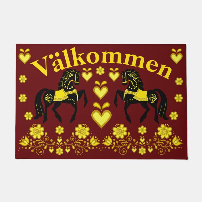 2 Volksfriesisches rind, Gold/Ziegelstein Fußmatte (Vorderseite)
