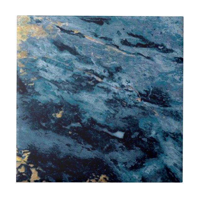 2 von 3 Cobalt Blue Gold Veinite Imitat Granit Fliese (Vorderseite)