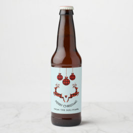 2 Weihnachten Hirsch Springen Rustikaler Stil Bierflaschenetikett
