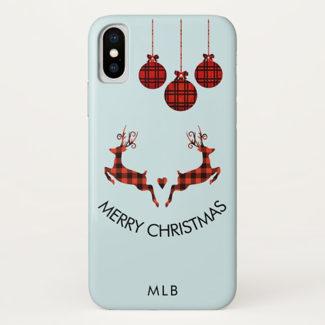 2 Weihnachten Hirsch Springen Rustikaler Stil Case-Mate iPhone Hülle (Rückseite)