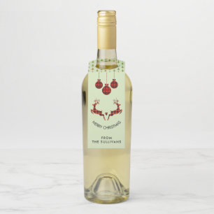 2 Weihnachten Hirsch Springen Rustikaler Stil Flaschenanhänger