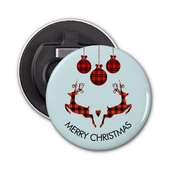 2 Weihnachten Hirsch Springen Rustikaler Stil Flaschenöffner (Vorderseite)