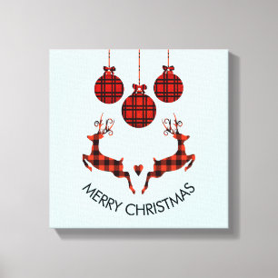 2 Weihnachten Hirsch Springen Rustikaler Stil Leinwanddruck