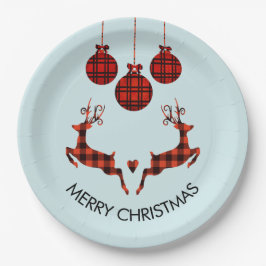2 Weihnachten Hirsch Springen Rustikaler Stil Pappteller