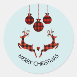 2 Weihnachten Hirsch Springen Rustikaler Stil Runder Aufkleber