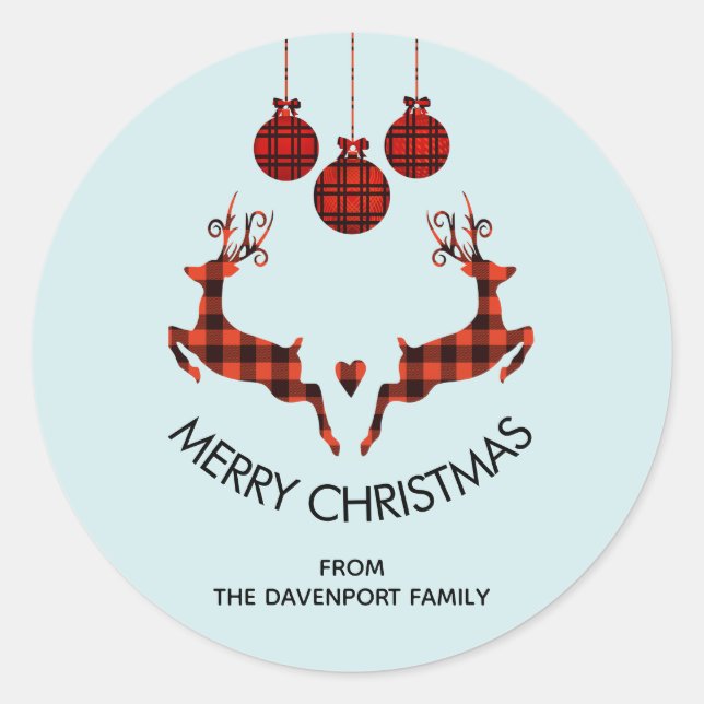 2 Weihnachtsbaum Jumping Rustikaler Jäger Runder Aufkleber (Vorderseite)