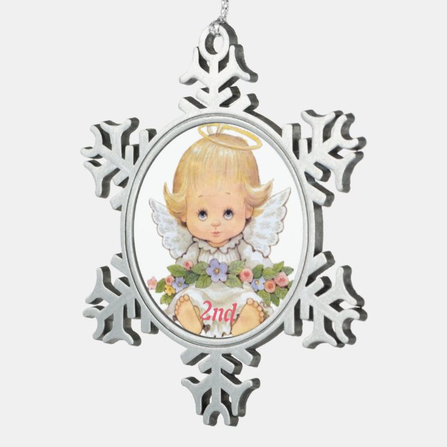 2. Weihnachtsbonbon-Baby Schneeflocken Zinn-Ornament (Rechts)