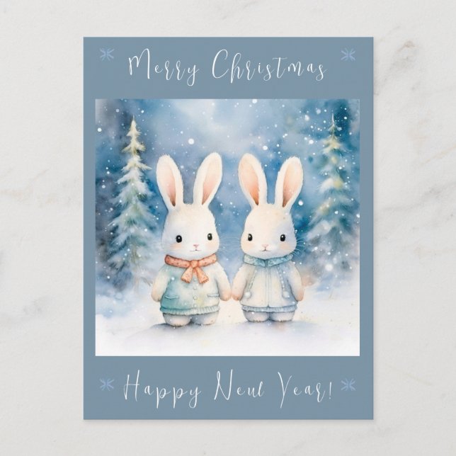 2 Weihnachtsbunnies Postkarte (Vorderseite)