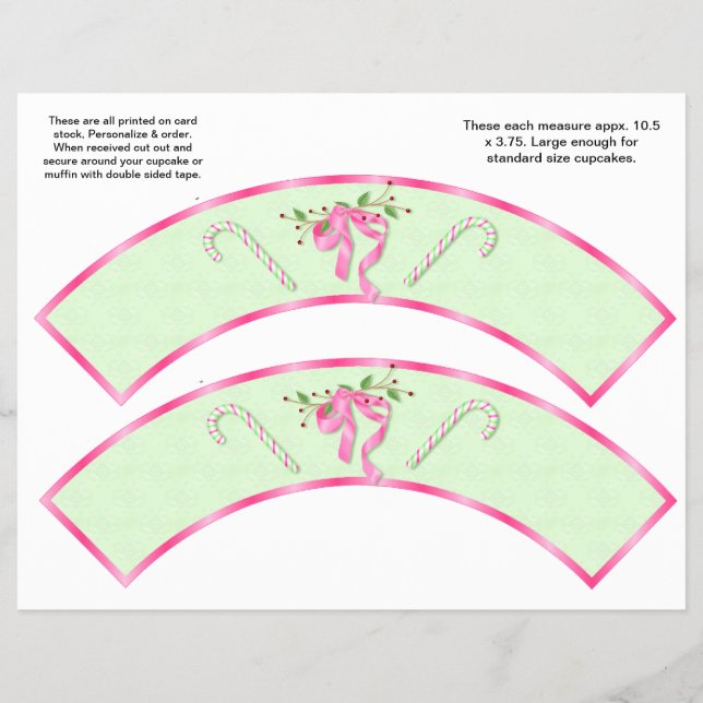 2 Weihnachtscreme Canes Custom Cupcake Wrappers Flyer (Vorne)