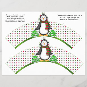 2 Weihnachtspenguin Personalisiert Cupcake Wrapper Flyer