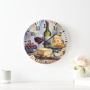 #2 Wein und Käse Große Wanduhr