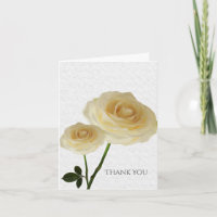 2 Weiß gestrichene Rose Elegant Danke Falten Karte