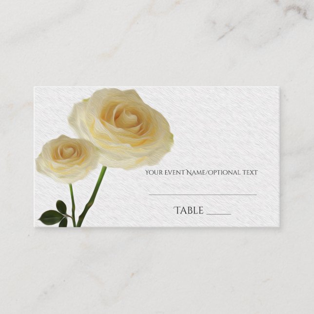 2 Weiß gestrichene Rose Elegante Sitzgelegenheiten Platzkarte (Vorderseite)