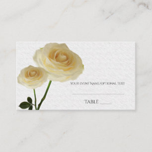 2 weiße bemalte Rosen elegante Sitzplatzkarte Platzkarte