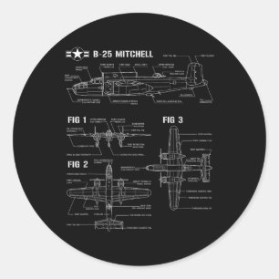 2. Weltkrieg Amerikanische Luftfahrzeuge B-25 Mitc Runder Aufkleber