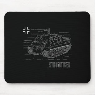 2. Weltkrieg Deutscher Tank Sturmtiger Blueprint Mousepad