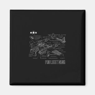 2. Weltkrieg P-38-Lightning Fighter Airplane Bluep Magnet