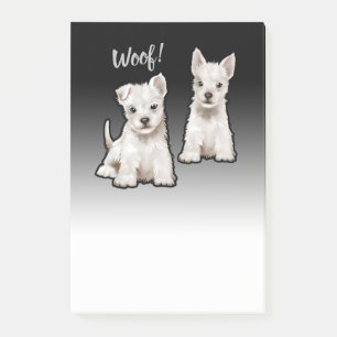 2 Westy Welpen benutzerdefinierter schwarzer Fade Post-it Klebezettel
