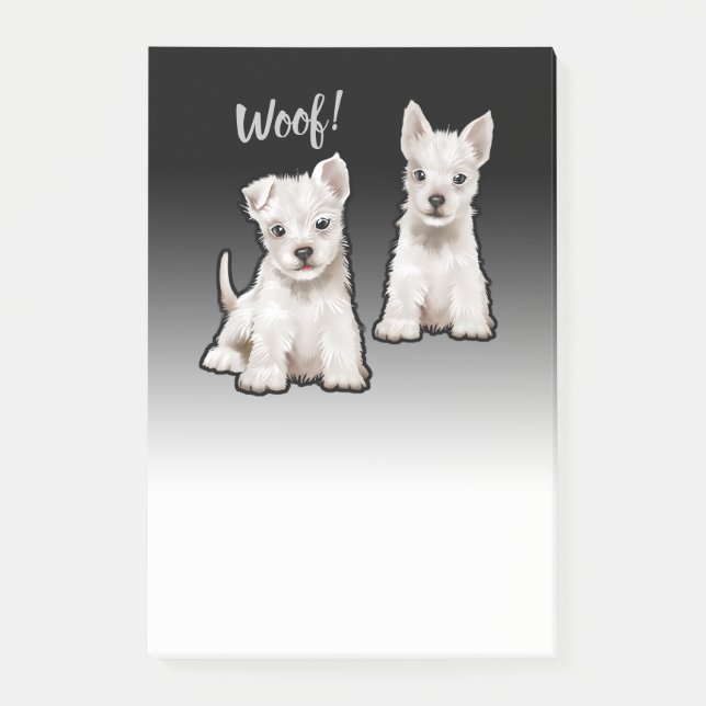 2 Westy Welpen benutzerdefinierter schwarzer Fade  Post-it Klebezettel (Vorderseite)