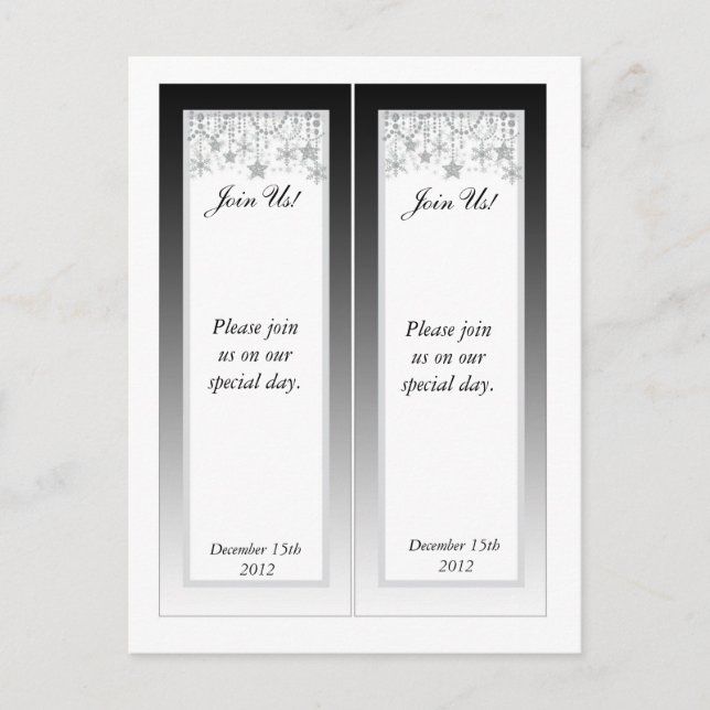 2 Winter Diamond Wedding Save the Date Lesezeichen Ankündigungspostkarte (Vorderseite)