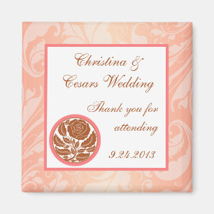 2"x2" Ankündigung Magnet Brown Rose auf Pink Flora